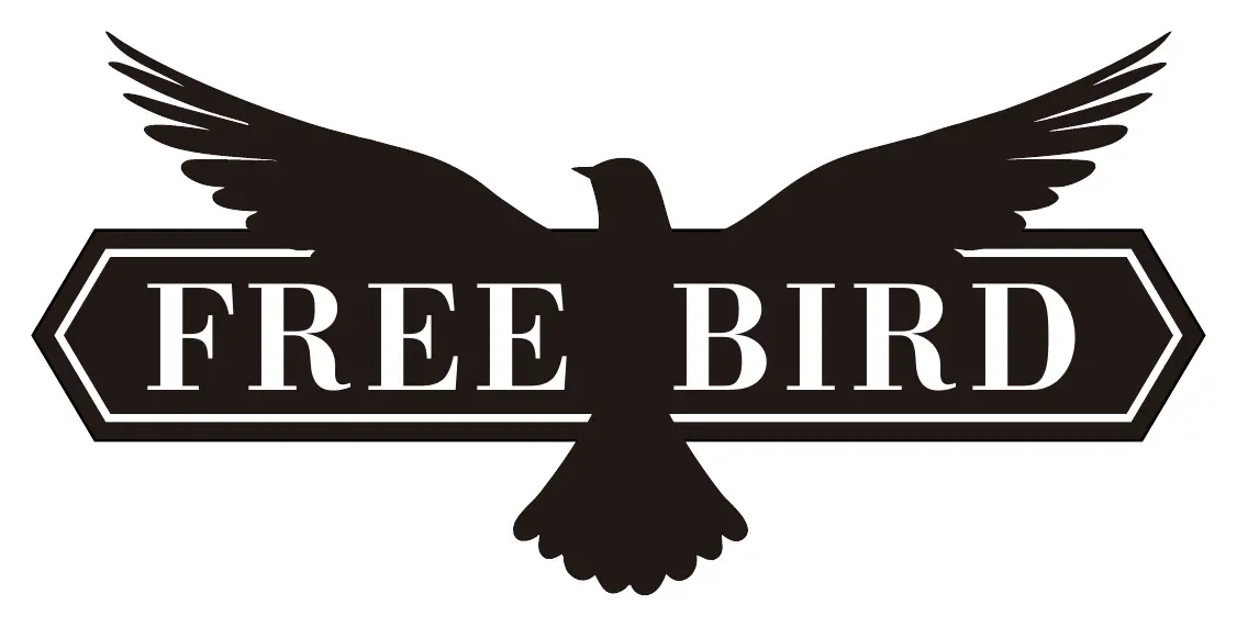 鳥のシルエットを強調したFREE BIRD新規ロゴ検討案