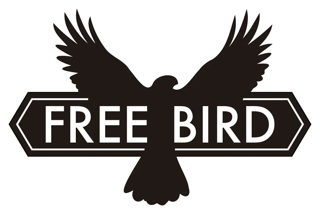 飛翔する鳥を組み込んだFREE BIRD新規ロゴ検討案