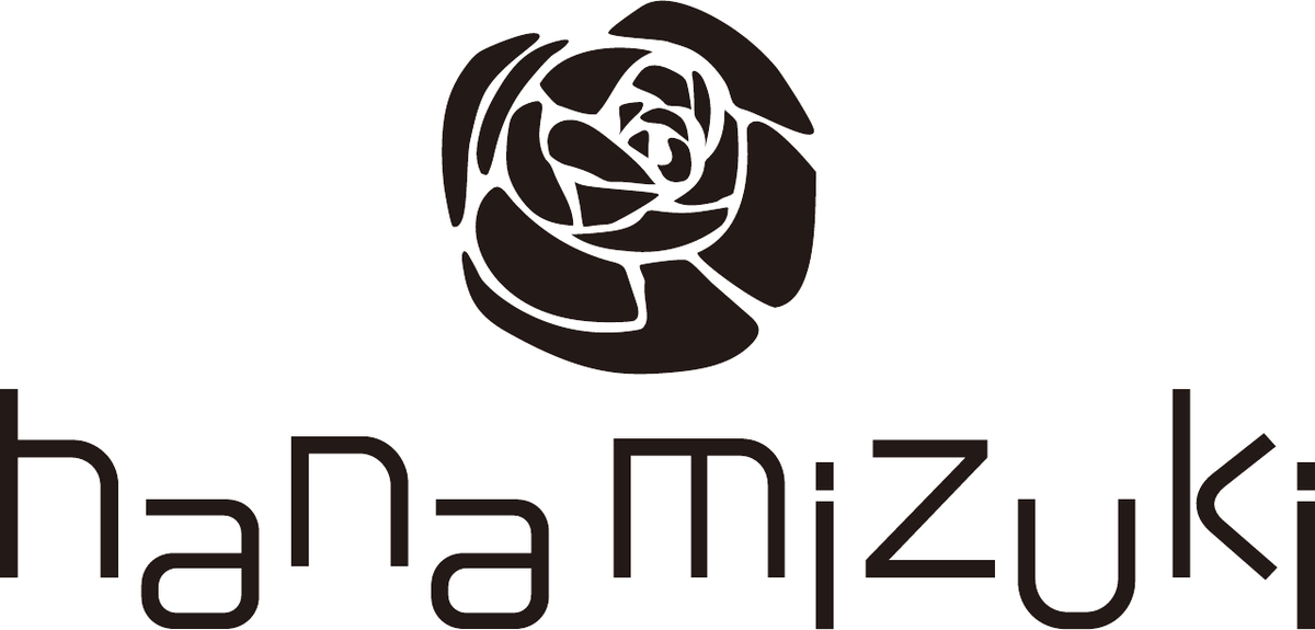 バラ状シンボルと横組み文字によるhanamizuki検討案