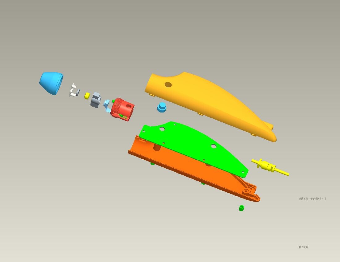 SMCペンの外装と部品を分解して示す3D図