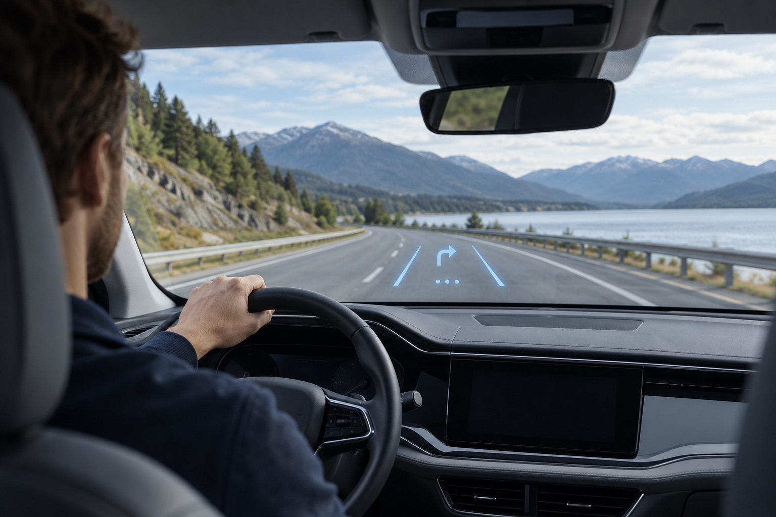 運転者の視界に重なる控えめな車載HUD